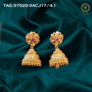Antique Gold Jhumka Earrings - 4.1g
